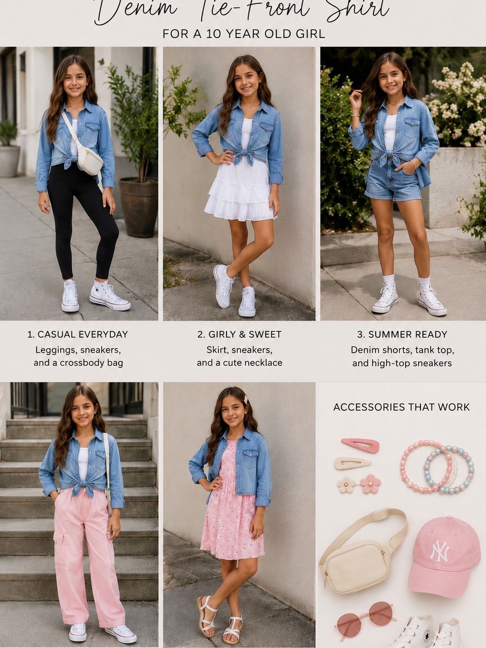 Light Wash Cropped Denim Button-Up Shirt